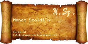 Mencz Szolón névjegykártya